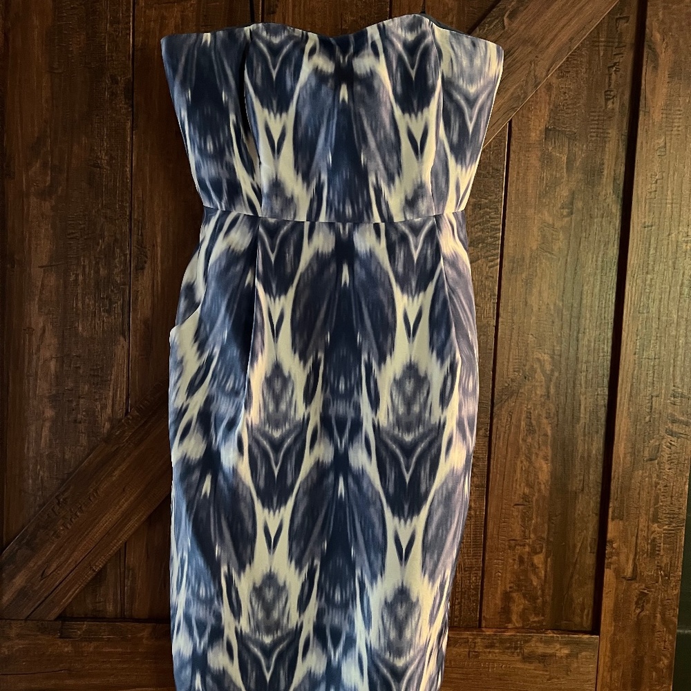 J Crew Collection blue ikat print silk dress